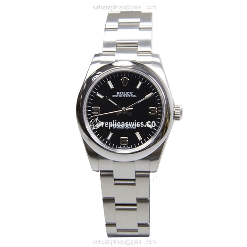 Rolex 177200BLK369 OYSTER Replica - Automatic - Black Dial - Steel Case & Band - View 2