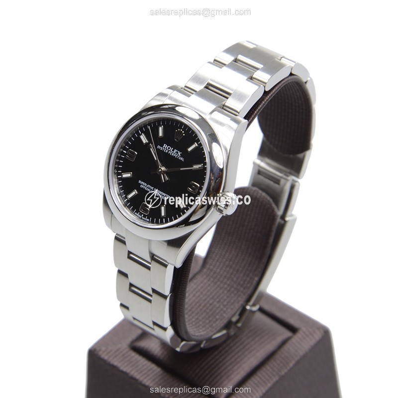 Rolex 177200BLK369 OYSTER Replica - Automatic - Black Dial - Steel Case & Band - View 3