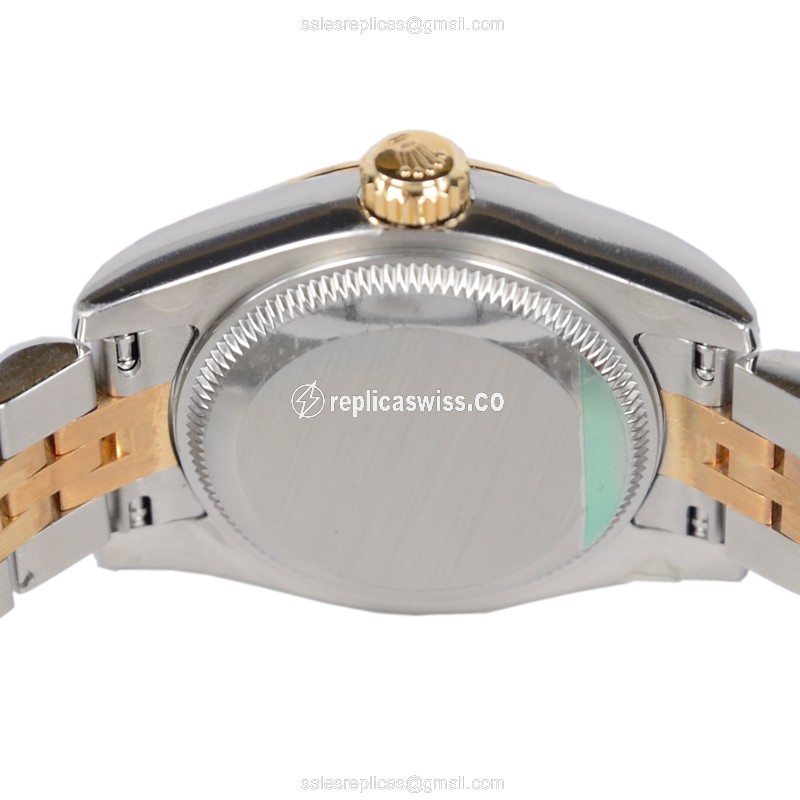 Rolex Lady Datejust Replica - Automatic - 18kt Gold Case - Brown Dial - Silver Clasp & Steel Strap - View 4