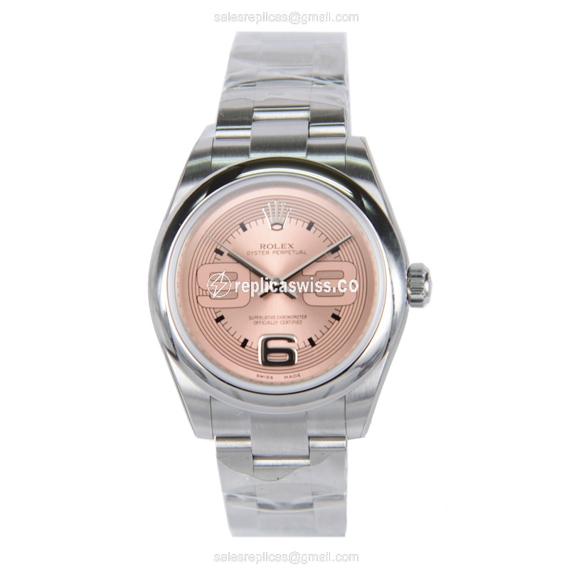 Rolex OYSTER PERPETUAL Replica - Automatic - Steel - Pink Dial, Silver Clasp - View 2