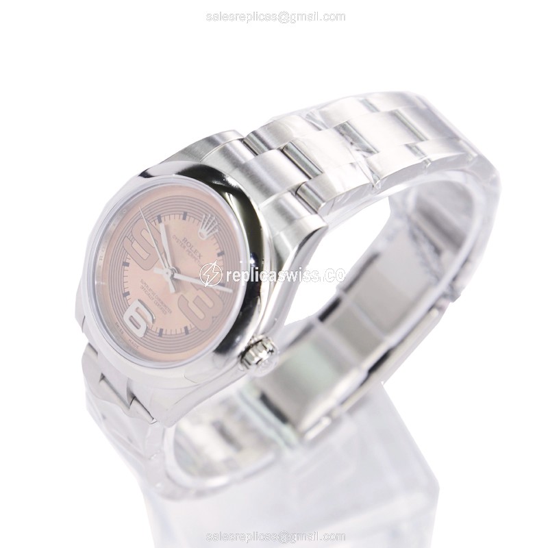 Rolex OYSTER PERPETUAL Replica - Automatic - Steel - Pink Dial, Silver Clasp - View 3