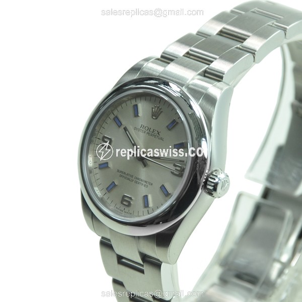Rolex Oyster Perpetual Replica - Automatic - Stainless Steel Case - Silver Dial - View 3
