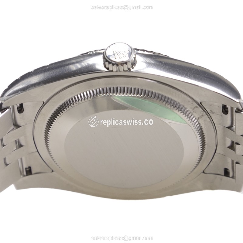 Rolex Datejust Replica - Automatic - 18kt White Gold - Steel Case - White Dial - Silver Steel Strap - View 4