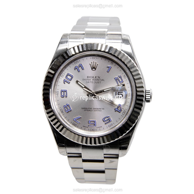 Rolex DATEJUST Replica - Automatic - White Gold & Steel - Silver Dial - Steel Clasp - View 2