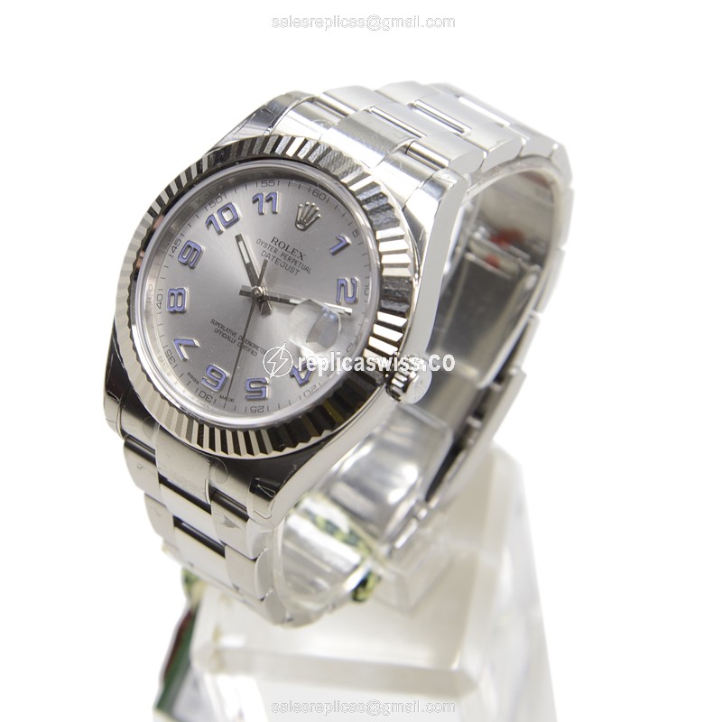 Rolex DATEJUST Replica - Automatic - White Gold & Steel - Silver Dial - Steel Clasp - View 3