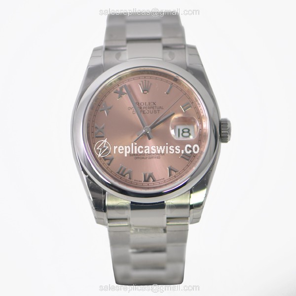 Rolex Datejust Replica - Automatic - Pink Dial on Silver Steel Strap - View 2