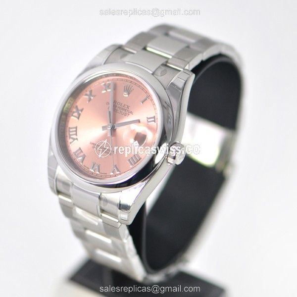 Rolex Datejust Replica - Automatic - Pink Dial on Silver Steel Strap - View 3