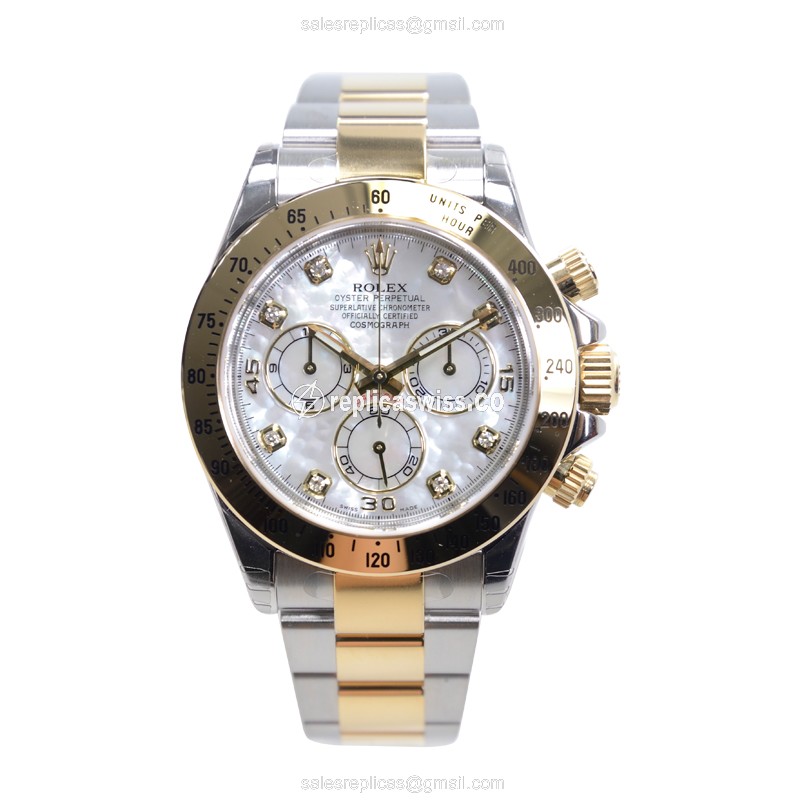 Rolex Daytona Replica - Automatic - 18kt Gold & Steel - White Dial - View 2