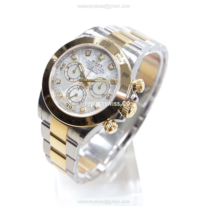 Rolex Daytona Replica - Automatic - 18kt Gold & Steel - White Dial - View 3
