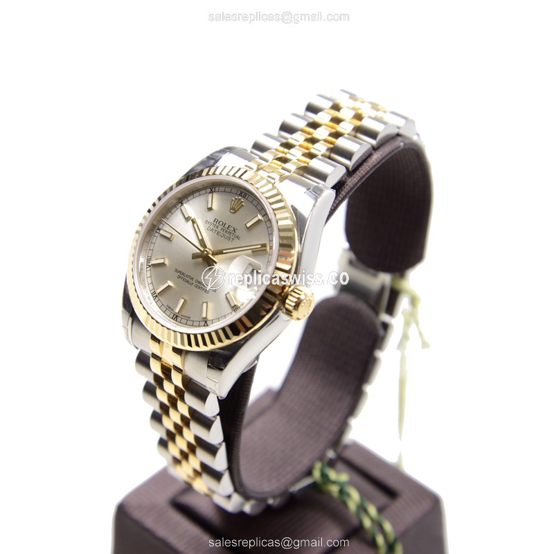 Rolex Datejust Replica - Automatic - Silver Dial on 18kt Steel Band - View 3