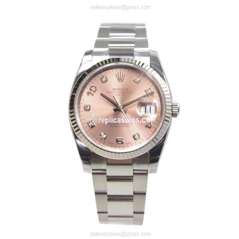 Rolex Datejust Replica - Automatic - White Gold & Steel - Pink Dial - View 2