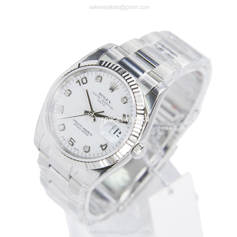Rolex Datejust Replica - Automatic - White Gold & Steel - Silver Dial - View 3