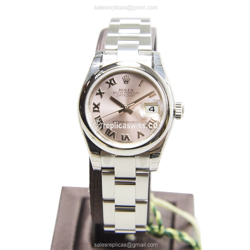 Rolex Datejust Lady Replica - Automatic - Pink Dial on Steel Strap - View 2