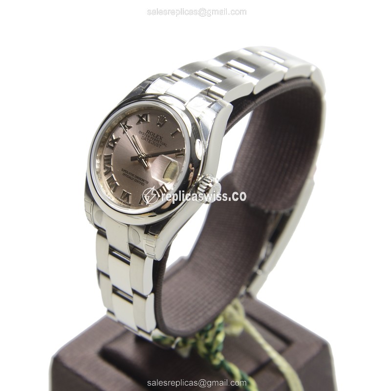 Rolex Datejust Lady Replica - Automatic - Pink Dial on Steel Strap - View 3
