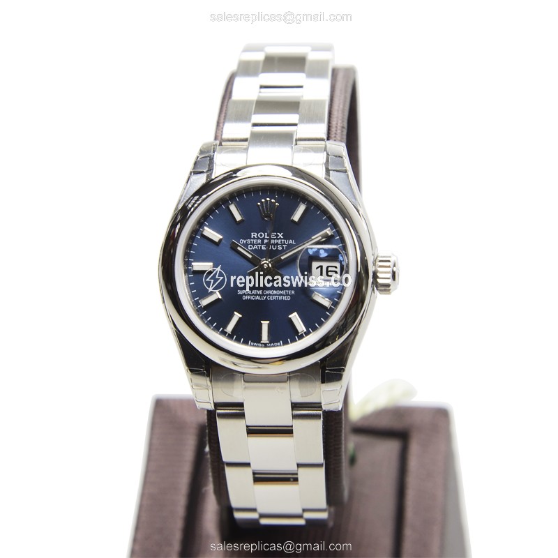 Rolex Lady Datejust Replica - Automatic - Blue Dial, Steel Case, Silver Strap - View 2
