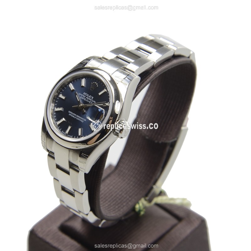 Rolex Lady Datejust Replica - Automatic - Blue Dial, Steel Case, Silver Strap - View 3