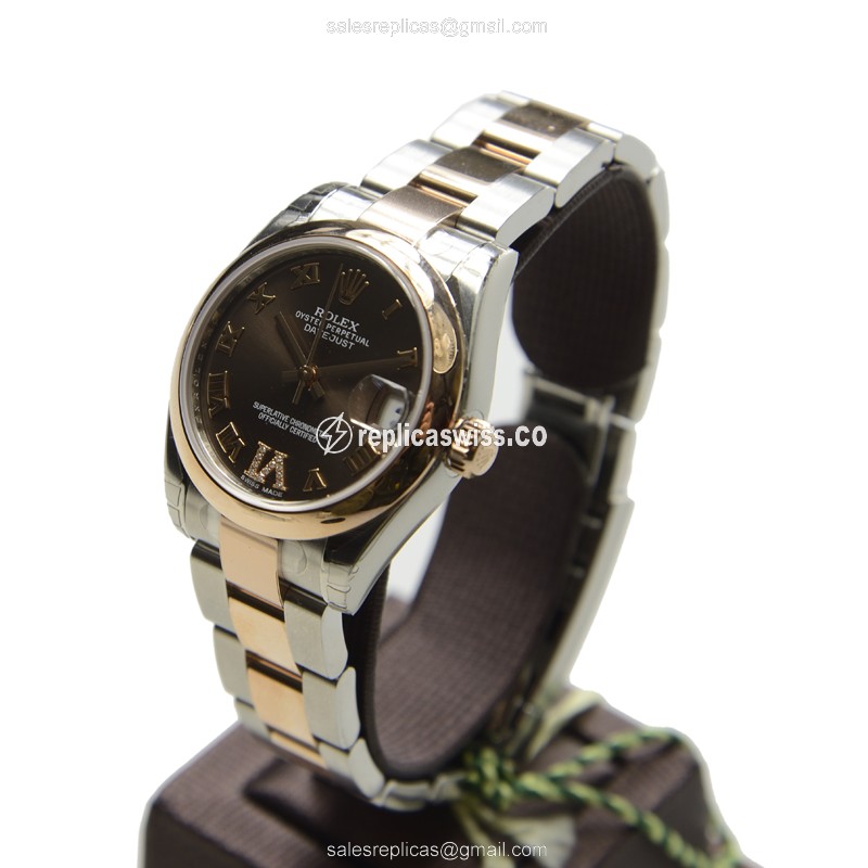 Rolex Datejust Replica - Automatic - 18kt Rose Gold - Silver Clasp, Steel Band - View 3