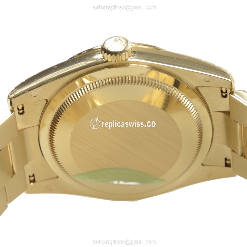 Rolex DAY-DATE Replica | Automatic | Gold Dial | Clasp | Gold Strap - View 4