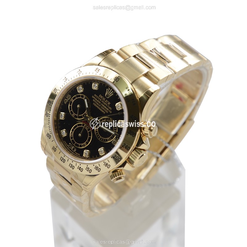 Rolex Daytona Replica - Automatic - 18kt Gold - Black Dial, Gold Clasp - View 3