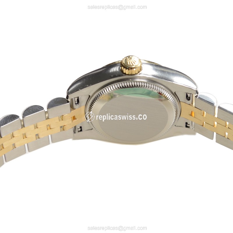 Rolex Lady Datejust Replica - Automatic - 18kt Gold & Steel - Gold Dial - Silver Strap - View 4
