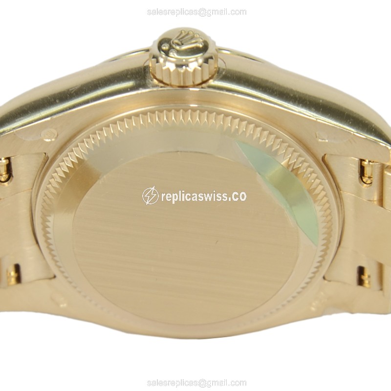 Rolex Datejust Lady Replica - Automatic, Gold Dial, Gold Clasp & Strap - View 4