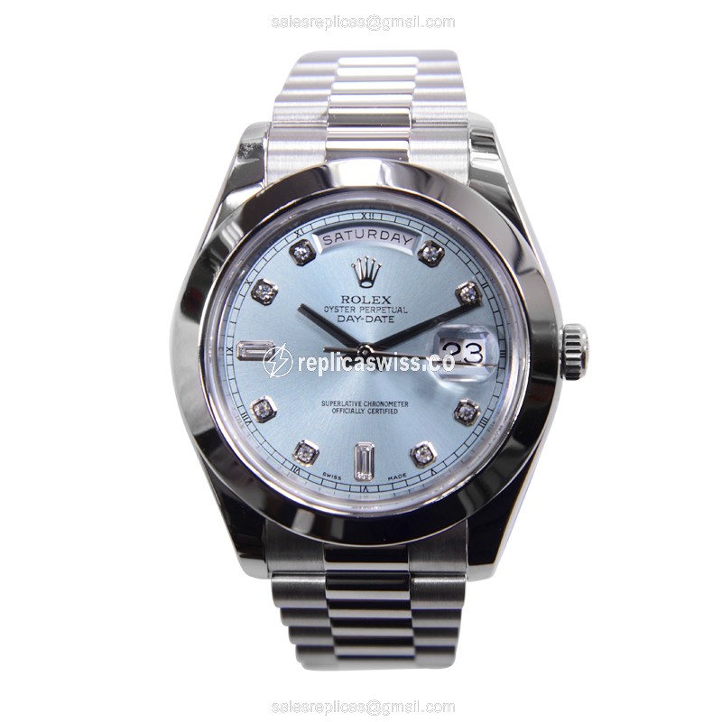 Rolex DAY-DATE Replica - Automatic - 950 Platinum Case - Blue Dial - View 2