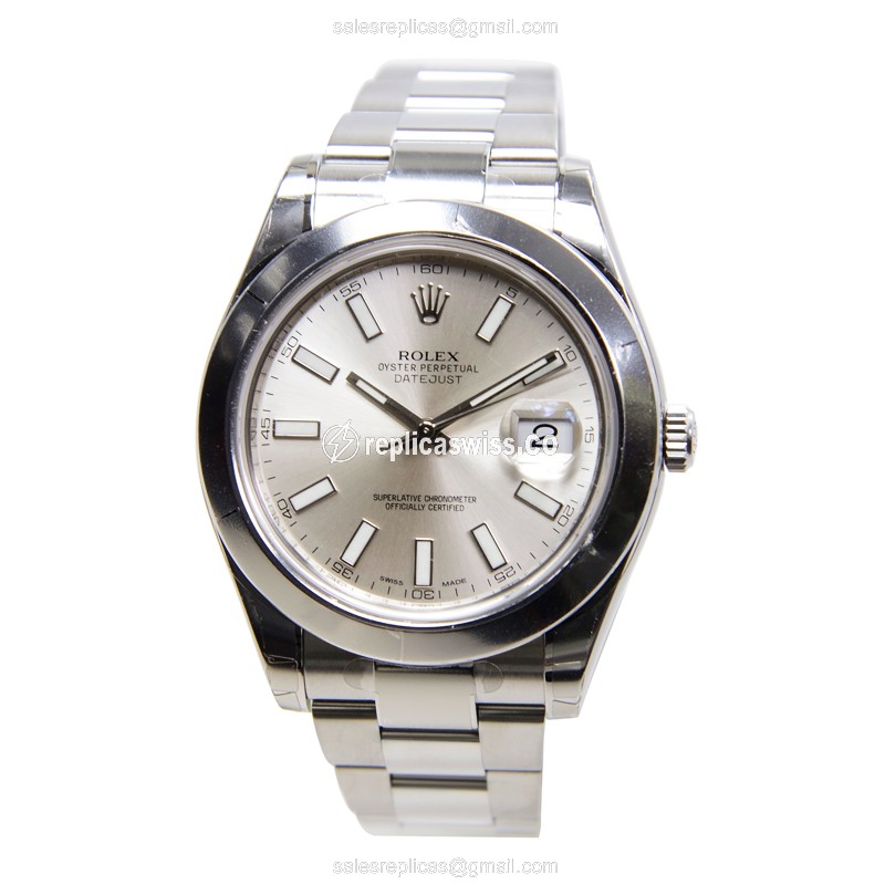 Rolex DATEJUST Replica - Automatic - Steel Case - Silver Dial - View 2