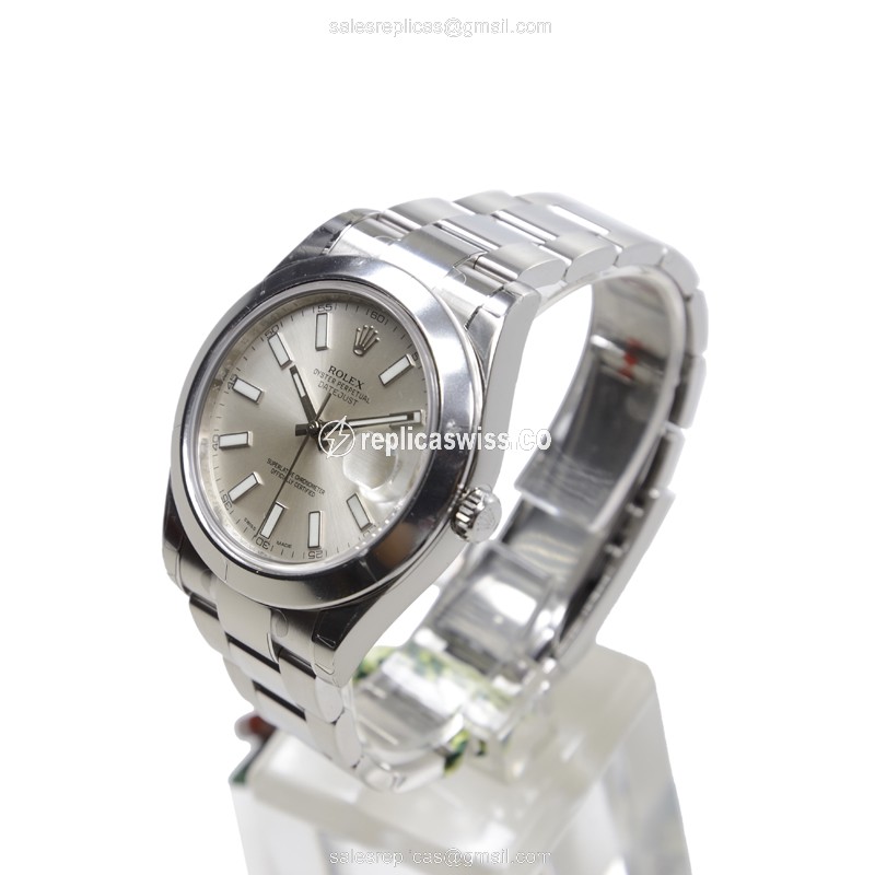 Rolex DATEJUST Replica - Automatic - Steel Case - Silver Dial - View 3