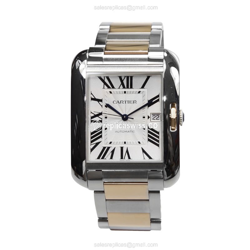 Cartier W5310006 Tank Automatic - Steel Case - White Dial - Silver Band - View 2
