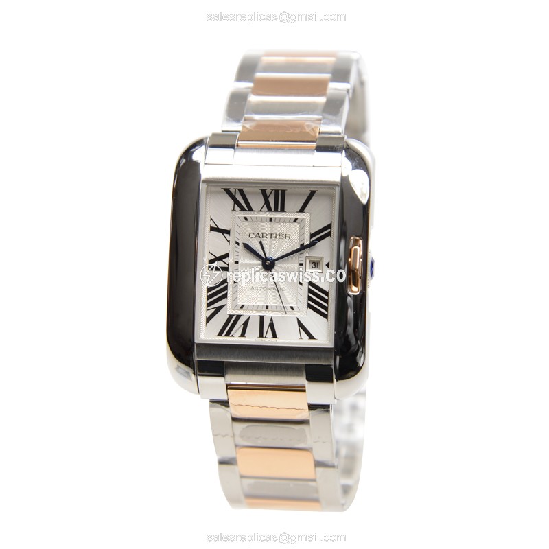Cartier TANK W5310007 Replica - Automatic - Stainless Steel - White Dial - Silver Clasp - View 2