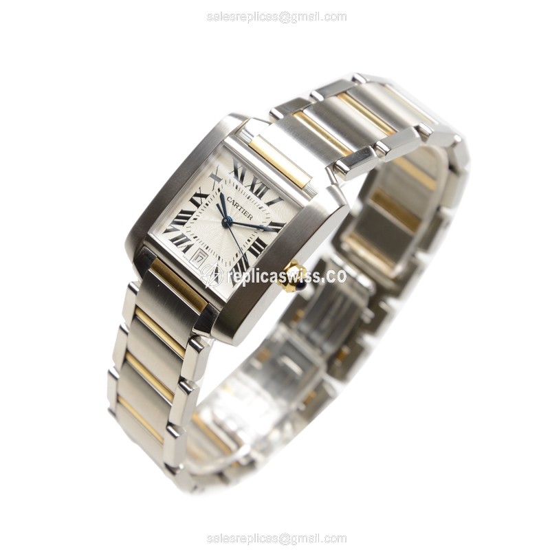 Cartier TANK W51005Q4 - Automatic - White Dial - Steel Case - Silver Strap - View 3