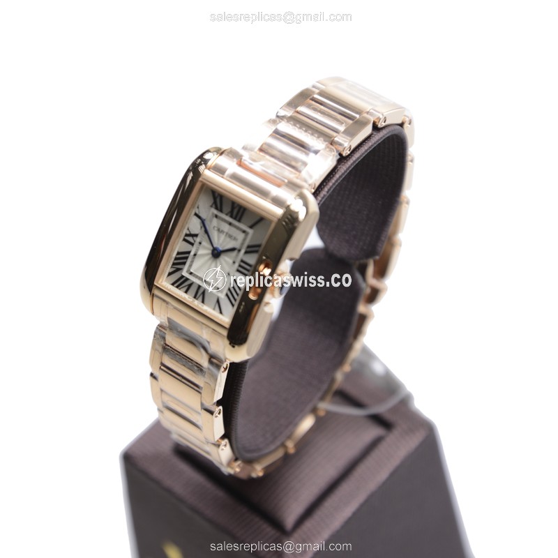 Cartier TANK Replica - Quartz - 18kt Rose Gold - Silver Dial - Gold Clasp - View 3