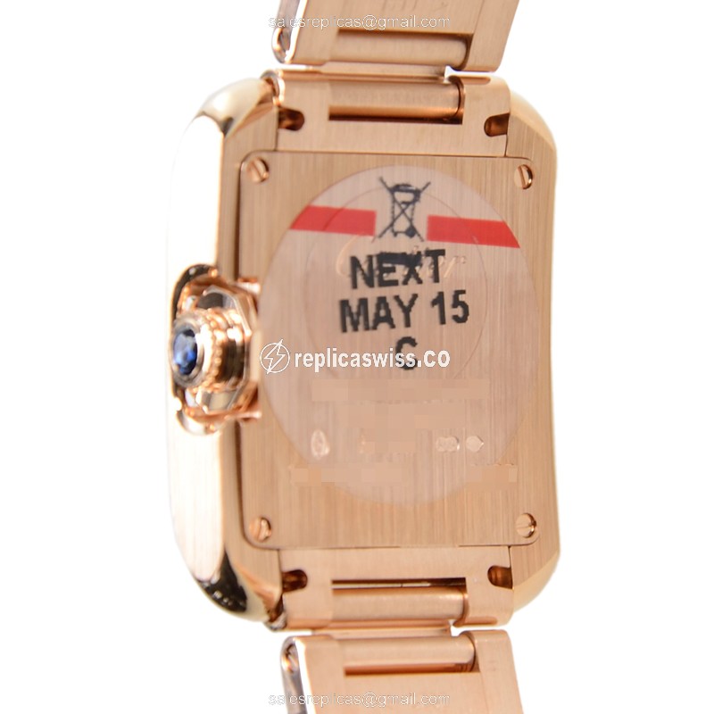 Cartier TANK Replica - Quartz - 18kt Rose Gold - Silver Dial - Gold Clasp - View 4