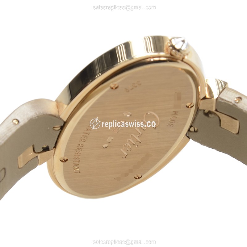 Cartier Captive De Cartier Quartz 18kt Rose Gold & Diamonds - Automatic - White Dial - Satin White Strap - View 4