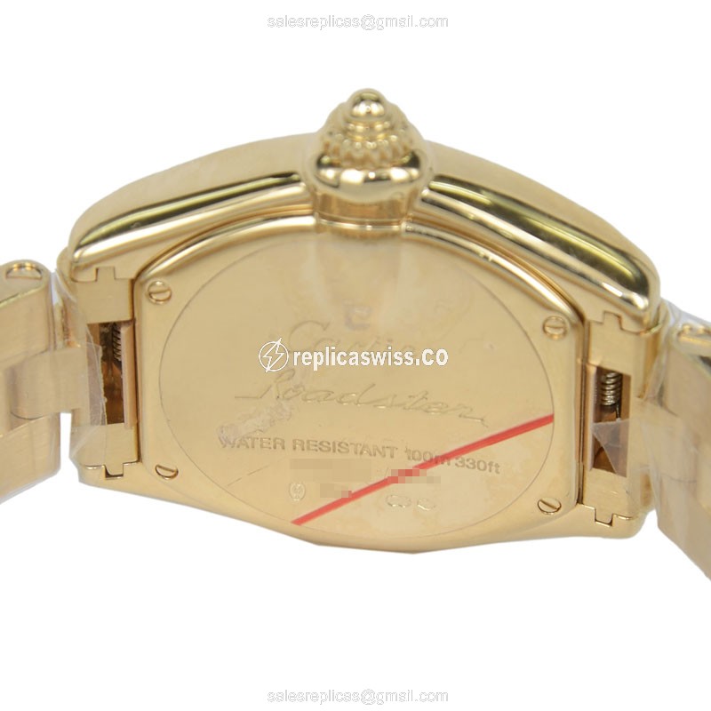 Cartier Roadster Replica - Automatic - Steel Case - Silver Dial - Gold Strap - View 4