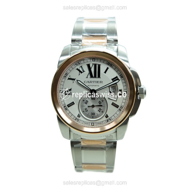 Cartier W7100036 Replica - Automatic - 18kt Rose Gold & Steel - White Dial - View 2