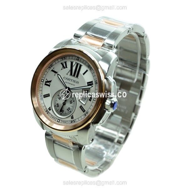 Cartier W7100036 Replica - Automatic - 18kt Rose Gold & Steel - White Dial - View 3
