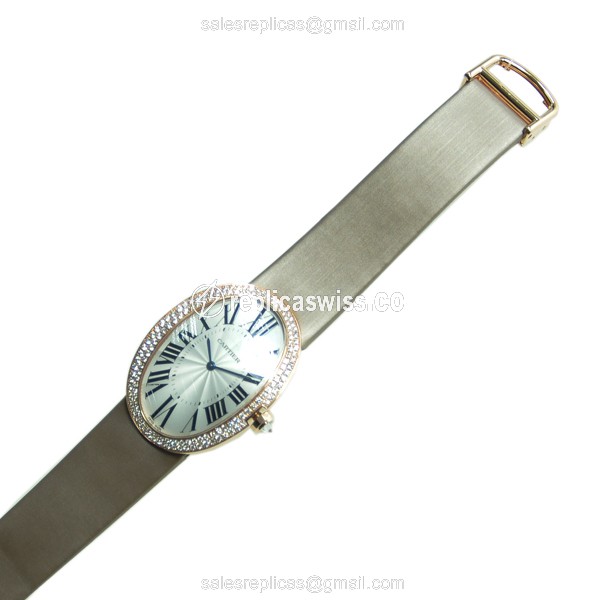 Cartier WB520005 Baignoire - Automatic - 18kt Rose Gold - Diamond Set - Silver Dial - View 2