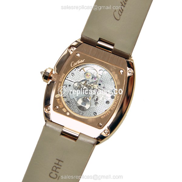 Cartier WB520005 Baignoire - Automatic - 18kt Rose Gold - Diamond Set - Silver Dial - View 3