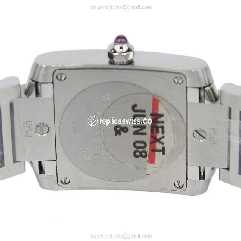 Cartier TANK Quartz - Pink Dial - Steel Case - Silver Strap - Clasp - View 4