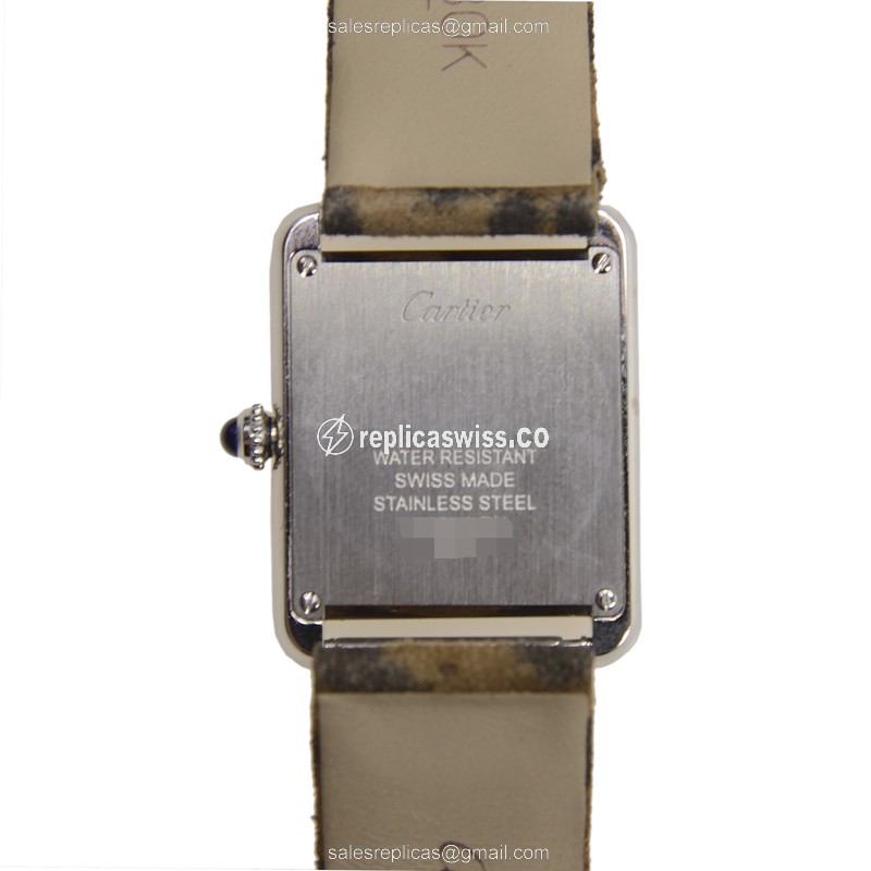 Cartier TANK W5200015 Quartz - Silver Dial - Leather Brown Strap - View 3
