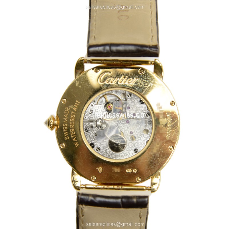 Cartier RONDE LOUIS CARTIER Replica - Manual Wind - 18kt Rose Gold - Diamonds - White Dial - View 3