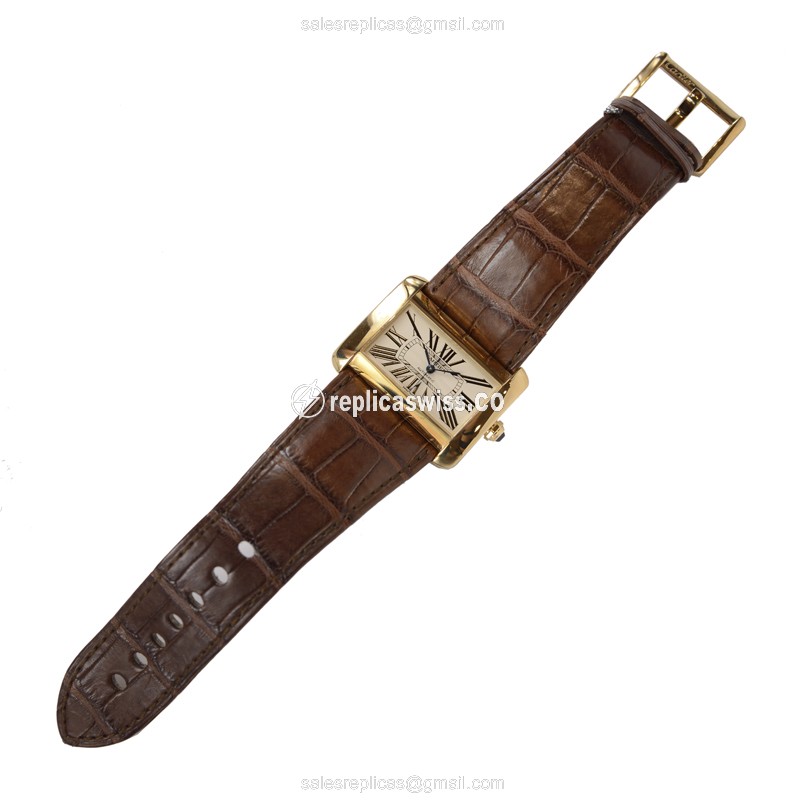 Cartier Tank Replica Watch - Quartz - Gold - White Dial - View 2