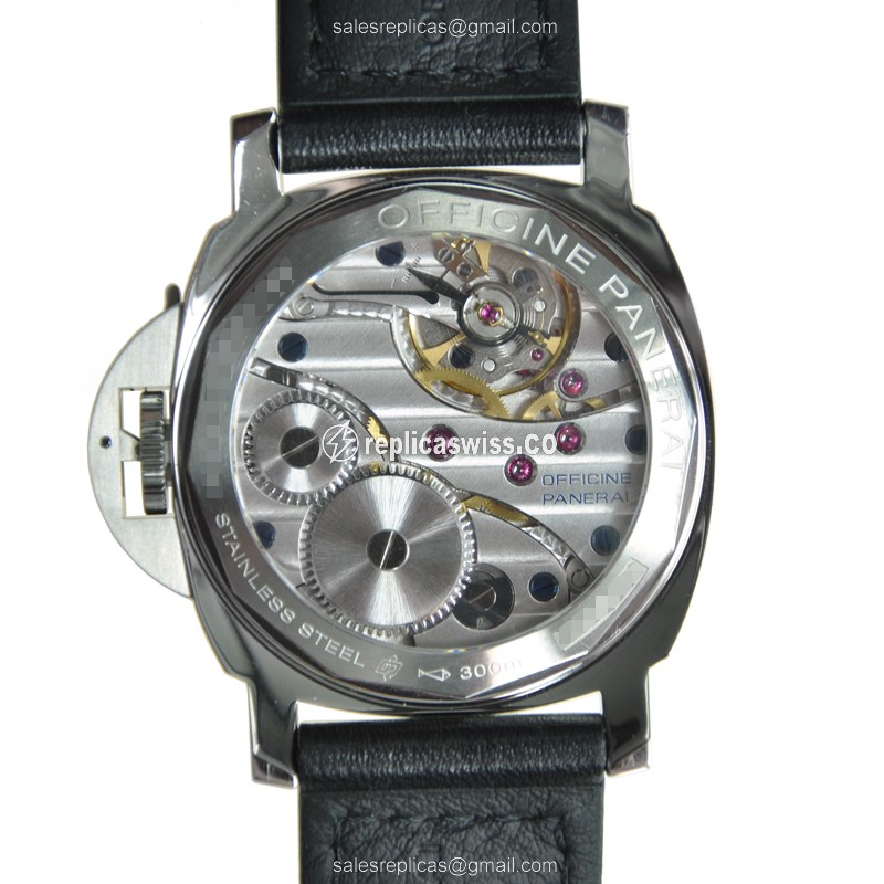 Panerai PAM00114 LUMINOR - Manual Wind - Steel Case - White Dial - Black Cowhide - View 3