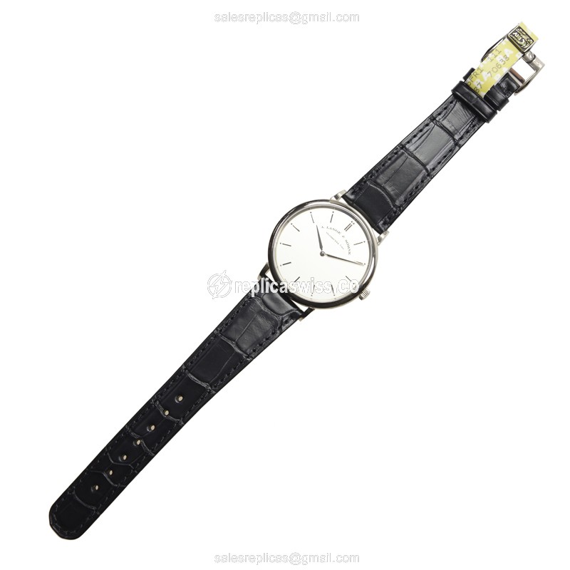 A. Lange & Sohne SAXONIA Replica - Manual - 18kt Gold - White Dial - Black Alligator Strap - View 2