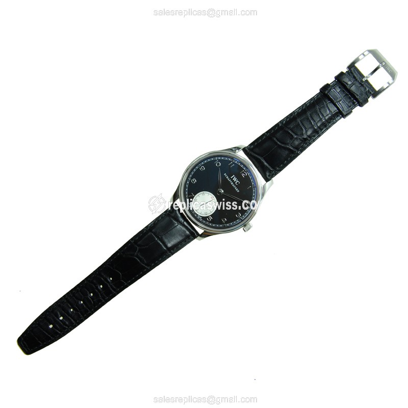 Rolex IWC Portuguese Replica - Manual - Stainless Steel - Black Dial - Buckle Clasp - Sapphire Crystal - View 2