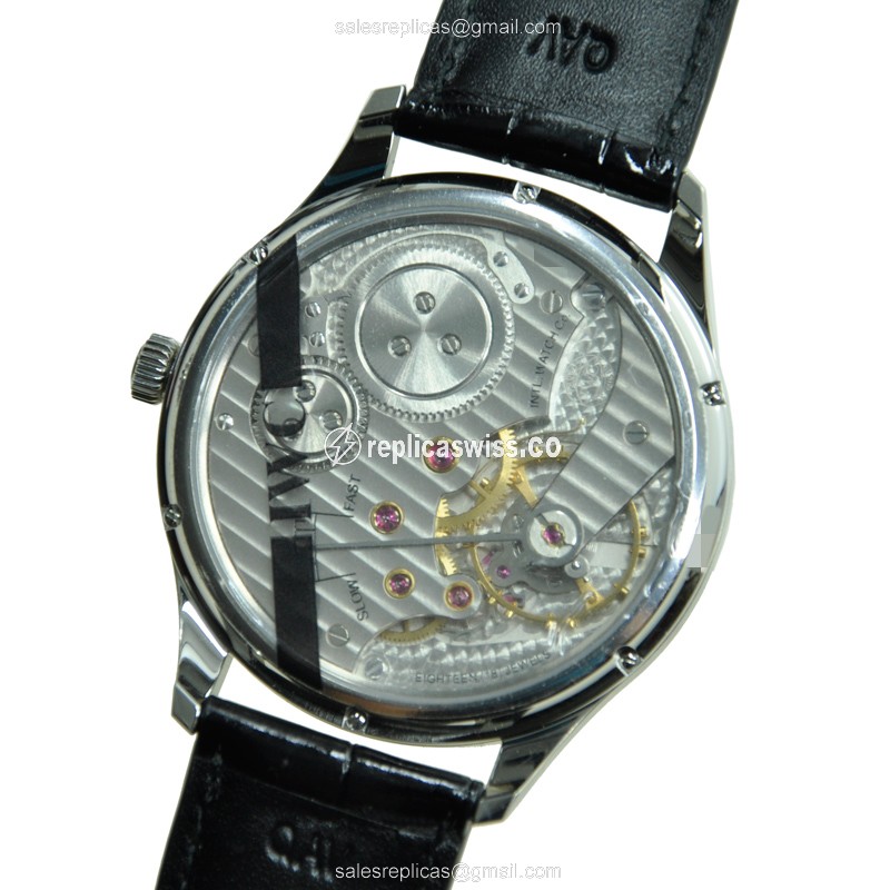 Rolex IWC Portuguese Replica - Manual - Stainless Steel - Black Dial - Buckle Clasp - Sapphire Crystal - View 3