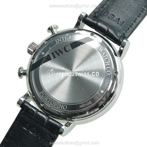 IWC Portofino Replica - Automatic - Stainless Steel - Black Dial - Alligator Strap - Sapphire Crystal - View 3