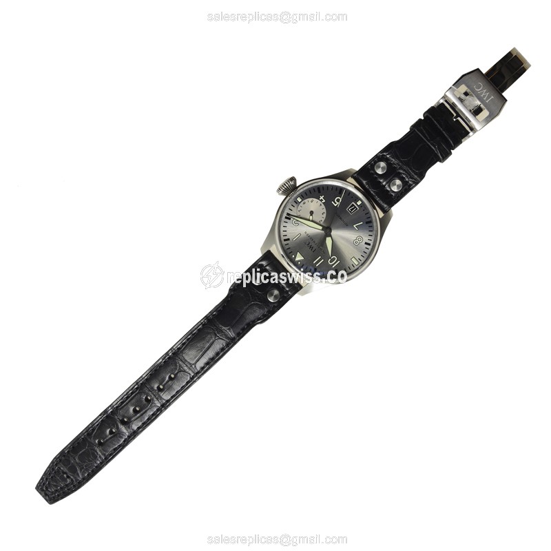 IWC PILOTS Replica - Automatic - Stainless Steel - Silver Dial - Black Alligator Strap - View 2