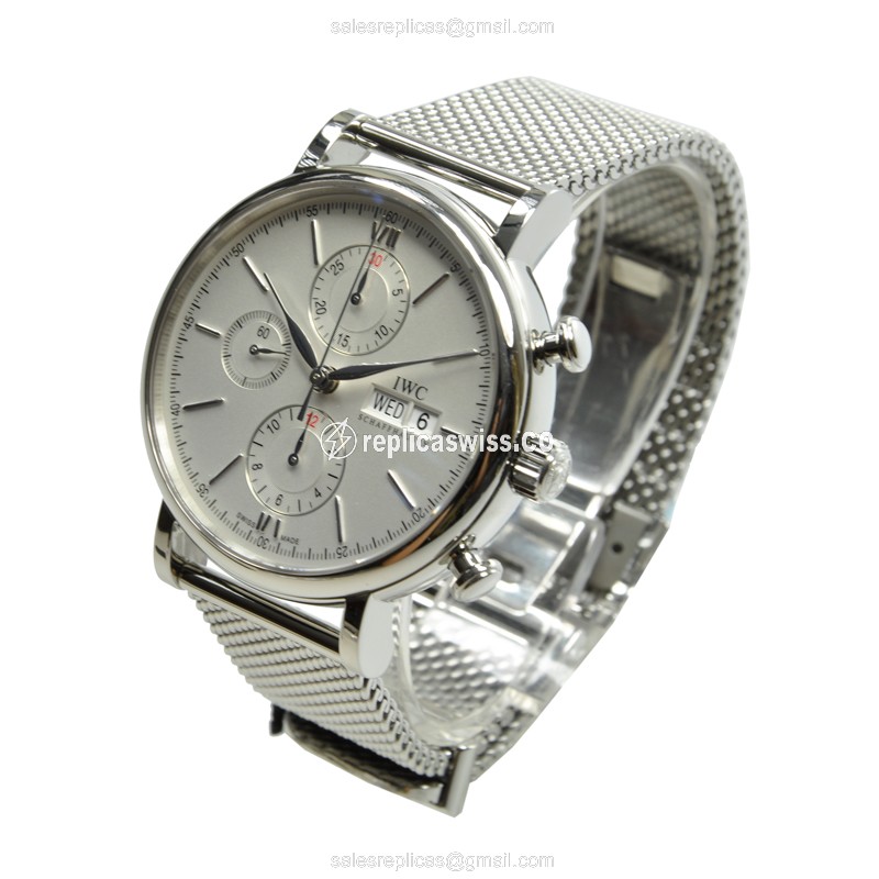 IWC Portofino Replica - Automatic - Stainless Steel - Silver Dial - Sapphire Crystal - Steel Band - View 3